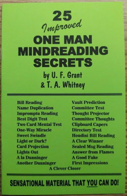 U.F. Grant, T.A. Whitney: 25 Improved One Man
              Mindreading Secrets