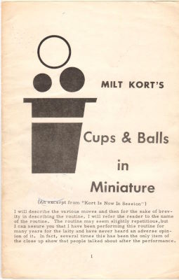 Milt Kort: Cups and Balls in MIniature