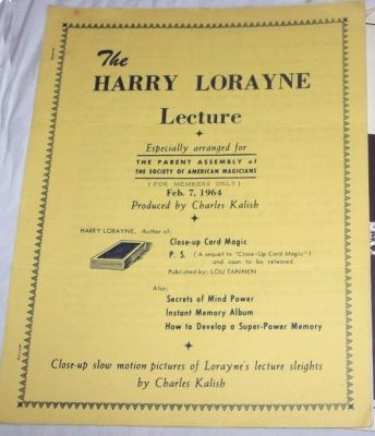 Harry
              Lorayne Lecture 1964