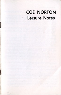 Coe Norton Lecture
              Notes
