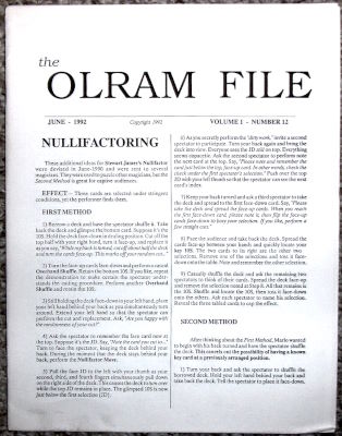 Jon Racherbaumer: Olram File Issue 12