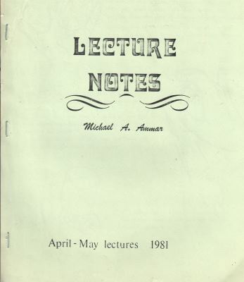 Lecture Notes
              1981