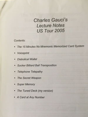 Charles Gauci: Lecture Notes US Tour 2005