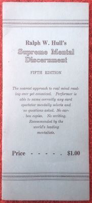 R.W.
              Hull: Supreme Mental Discernment